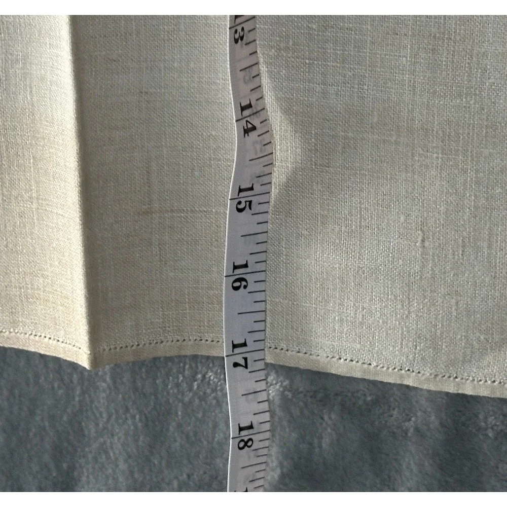 Solid Beige Linen Blend Square Napkin Cloth Hemmed Edges Set of 8